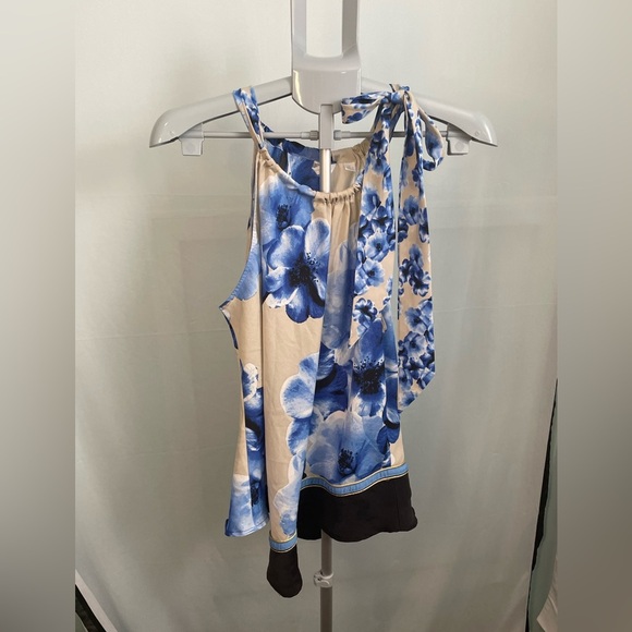 New York & Company Tops - NY & co Floral Blue and Cream Women's Top Size XL